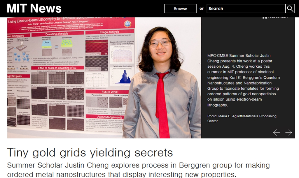 Undergraduate Justin Cheng’s work with Dr. Bedewy is featured on MIT website