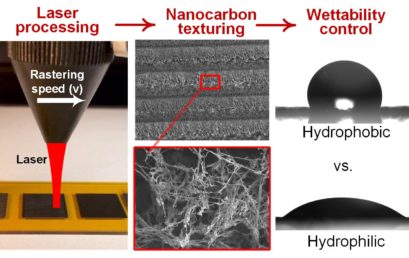 Tailoring Surface Hydrophobicity of Commercial Polyimide by Laser-Induced Nanocarbon Texturing